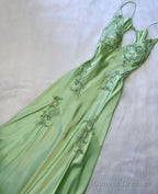 Sexy A Line Sage Green Satin Prom Dresses 21Th Birthday Outfit
