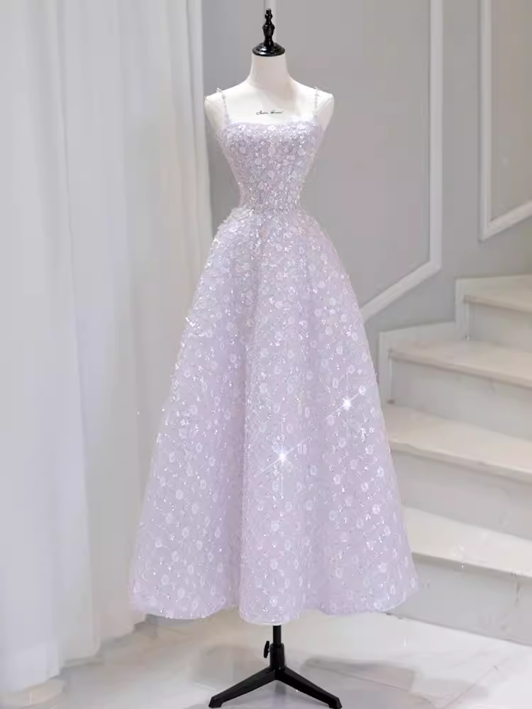 Sexy A Line Sleeveless Pink Floral Long Prom Dress Main image
