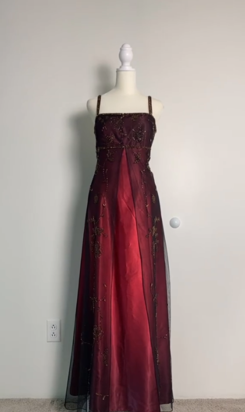 Sexy A Line Spaghetti Straps Burgundy Long Evening Dress Party Dress Prom Dress Secondary image