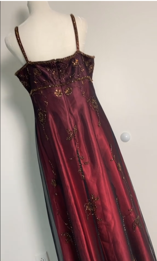 Sexy A Line Spaghetti Straps Burgundy Long Evening Dress Party Dress Prom Dress