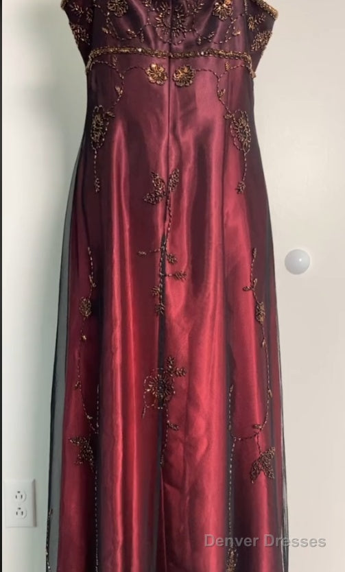 Sexy A Line Spaghetti Straps Burgundy Long Evening Dress Party Dress Prom Dresses