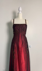 Sexy A Line Spaghetti Straps Burgundy Long Evening Dress Party Dress Prom Dress