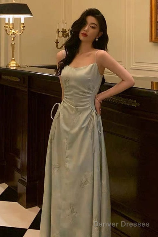 Sexy A Line Spaghetti Straps Green Floral Ruffles Prom Dresses Birthday Outfits Evening Gown Secondary image