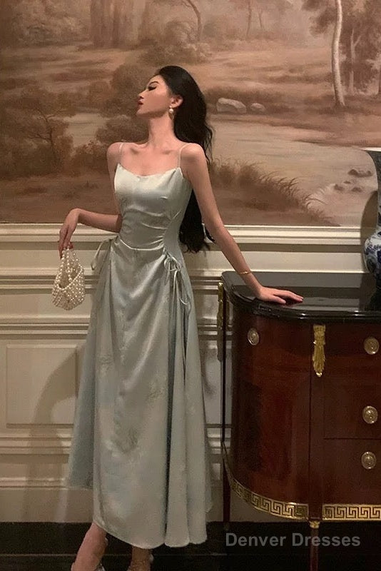 Sexy A Line Spaghetti Straps Green Floral Ruffles Prom Dresses Birthday Outfits Evening Gown Main image