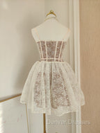 Sexy A Line Spaghetti Straps Lace Holiday Dress Travel Vacation Dress Short Birthday Dress