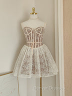 Sexy A Line Spaghetti Straps Lace Holiday Dress Travel Vacation Dress Short Birthday Dress