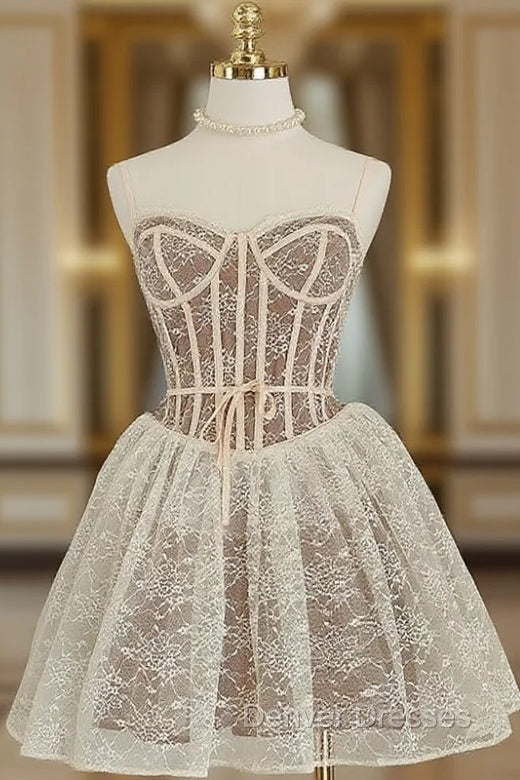 Sexy A Line Spaghetti Straps Lace Holiday Dress Travel Vacation Dress Short Birthday Dress Main image