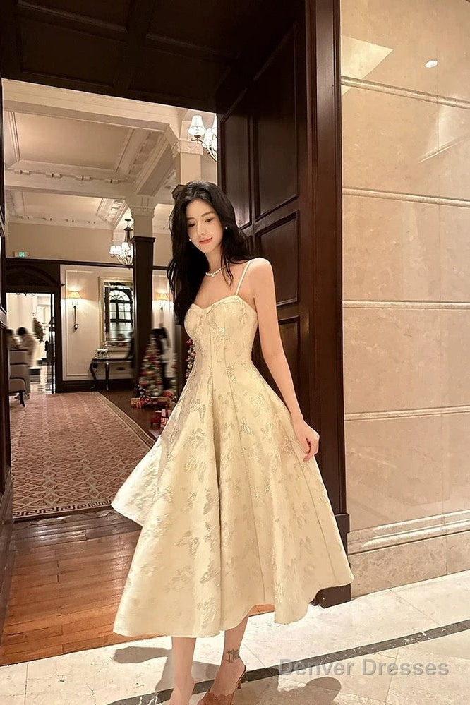 Sexy A Line Spaghetti Straps Neckline Satin Evening Dress Lace Prom Dresses