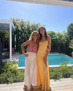 Sexy A Line Spaghetti Straps Yellow Party Dress Slit Prom Dress