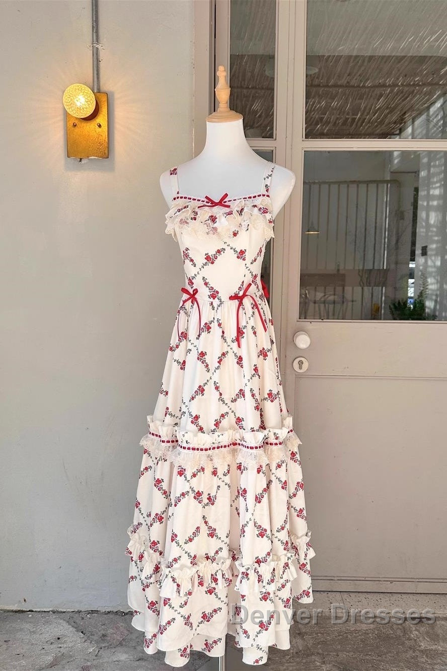 Sexy A Line Square Neckline Sleeveless WomenS Red Floral Holiday Dress Vacation Dress Birthday Dress