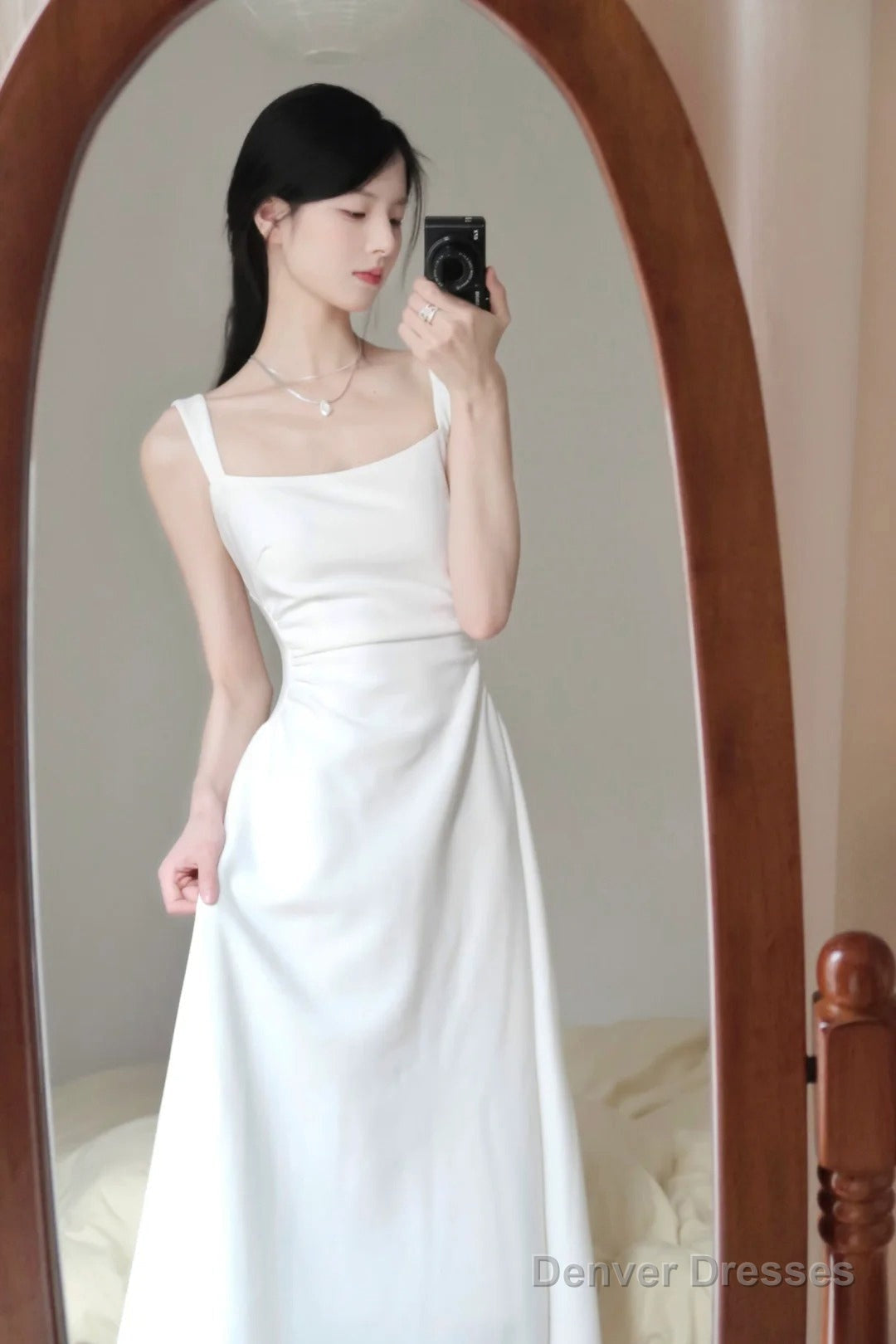 Sexy A Line Square Neckline White Holiday Dresses Night Dress Birthday Outfits Secondary image