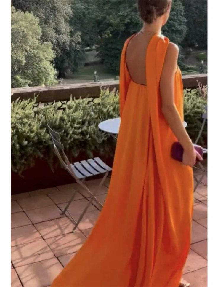 Sexy A Line Strapless Chiffon Organge Long Prom Dress Secondary image