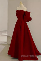 Sexy A Line Strapless Red Long Prom Dress