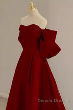 Sexy A Line Strapless Red Long Prom Dress