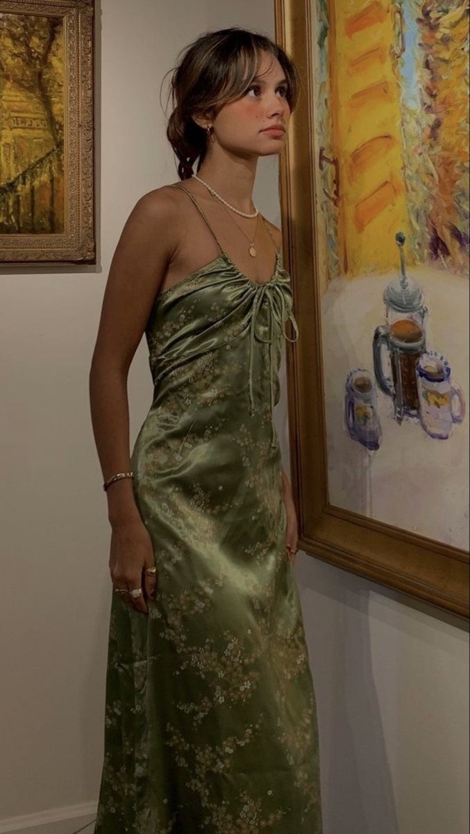 Sexy A Line Straps Green Floral Prom Dress Evening Dress