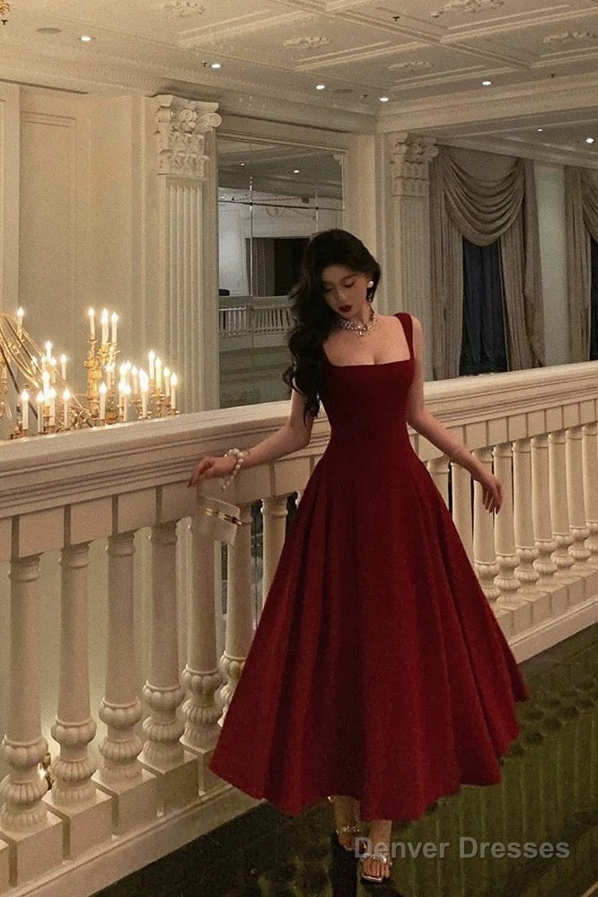 Sexy A Line Straps Red Ankle Length Prom Dresses Birthday Outfits Secondary image