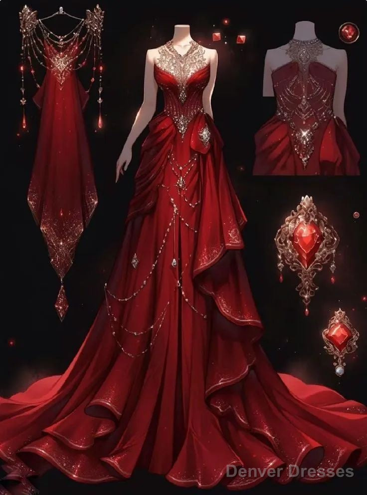 Sexy A Line Sweetheart Chiffon Red Floor Length Evening Dress Prom Dresses With Beads Main image