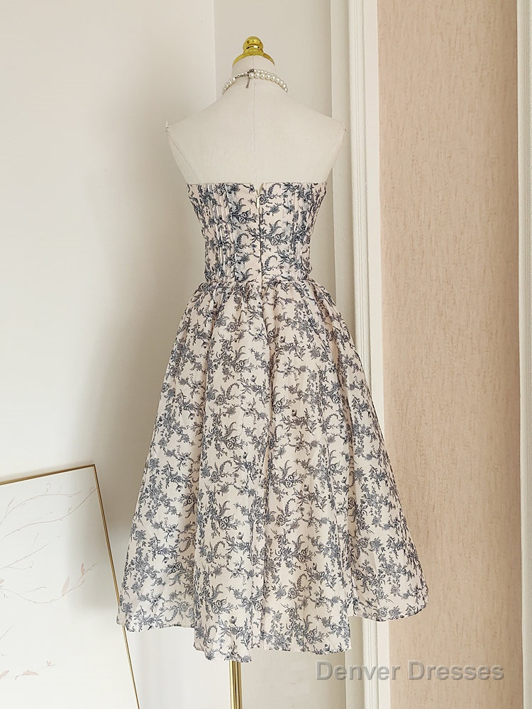 Sexy A Line Sweetheart Floral Holiday Dress Travel Vacation Dresses Birthday Dress