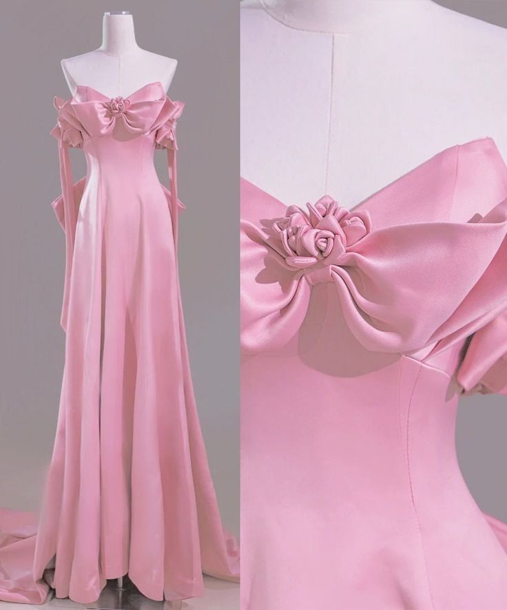Sexy A Line Sweetheart Pink Satin Long Prom Dress Evening Dress Formal Dress Main image