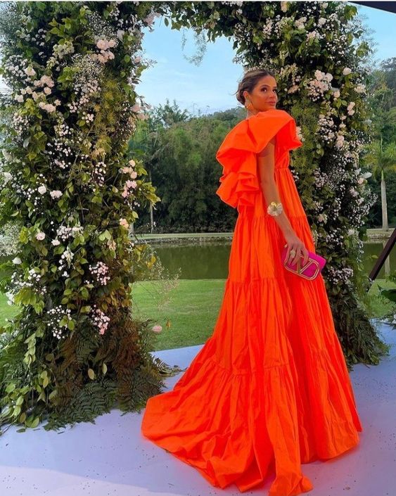 Sexy A Line V Neckline Organge Prom Dress Long Party Dress Secondary image
