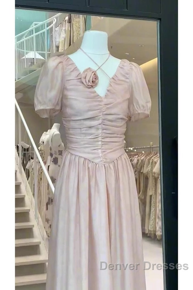 Sexy A Line V Neckline Pink Chiffon Beach Dress WomenS Vacation Dress Secondary image