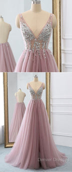Sexy Backless Prom Dress V Neckline, Evening Dress, Formal Dress, Graduation School Party Dance Dress