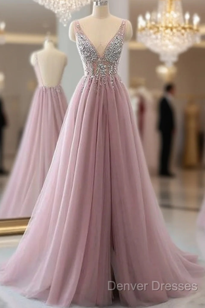 Sexy Backless Prom Dress V Neckline, Evening Dress, Formal Dress, Graduation School Party Dance Dress Main image