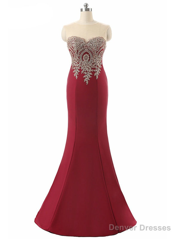 Sexy Backless Red Mermaid Lace Appliques Evening Gowns Main image