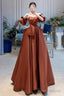 Sexy Ball Gown Off The Shoulder Party Dresses Satin Prom Dresses