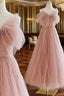 Sexy Ball Gown Spaghetti Straps Pink Tulle Evening Dress Prom Dress