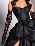 Sexy Ball Gown Strapless Burgundy Long Slit Party Dress Prom Dress
