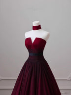 Sexy Ball Gown Strapless Long Burgundy Prom Dress Evening Dress