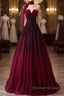 Sexy Ball Gown Strapless Long Burgundy Prom Dress Evening Dress