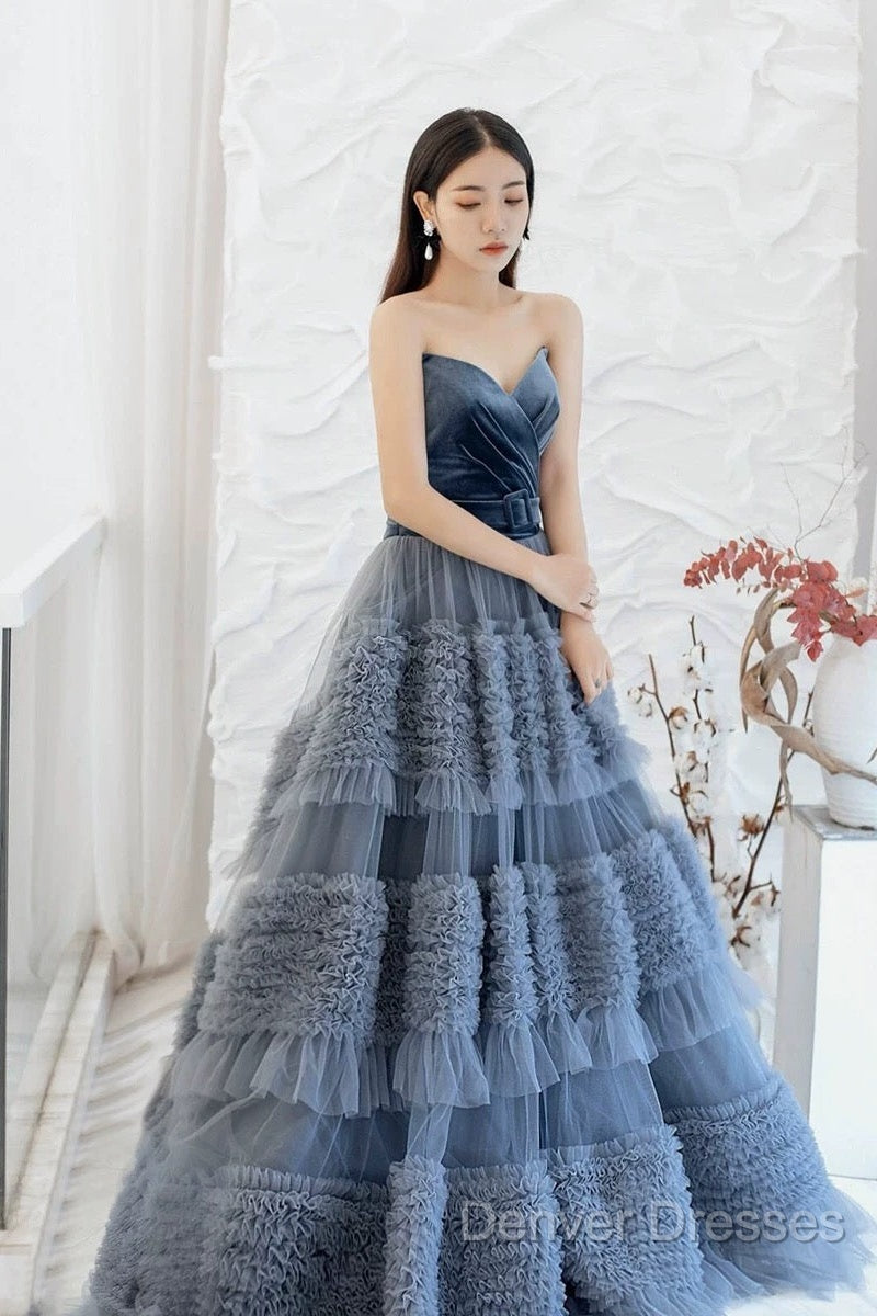 Sexy Ball Gown Sweetheart Neckline Gray Tulle Evening Dress Prom Dress