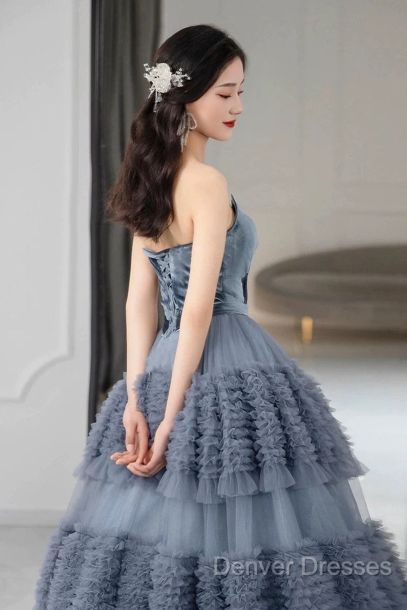Sexy Ball Gown Sweetheart Neckline Gray Tulle Evening Dress Prom Dress