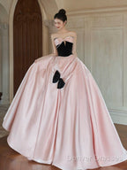 Sexy Ball Gown Sweetheart Neckline Pink Satin Evening Dress Prom Dress