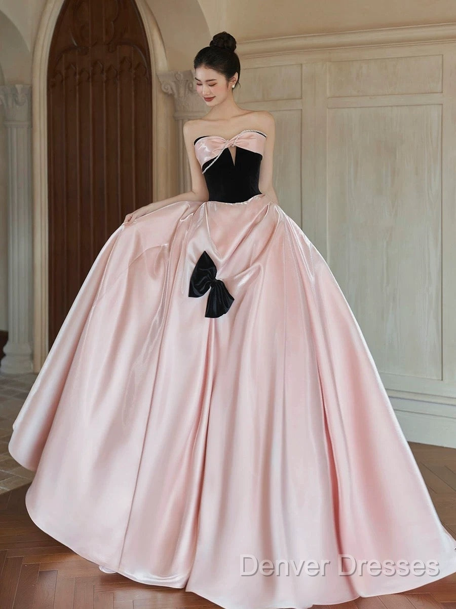 Sexy Ball Gown Sweetheart Neckline Pink Satin Evening Dress Prom Dress