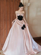 Sexy Ball Gown Sweetheart Neckline Pink Satin Evening Dress Prom Dress