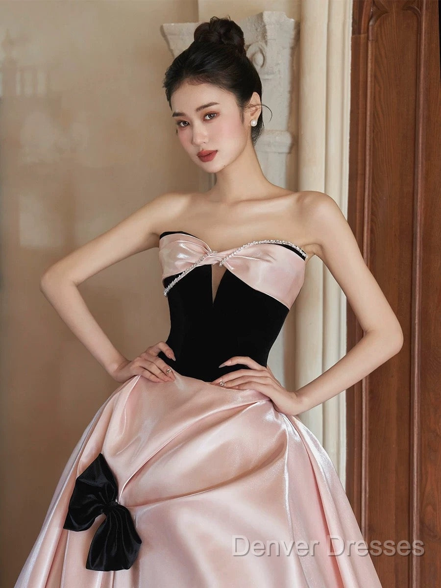 Sexy Ball Gown Sweetheart Neckline Pink Satin Evening Dress Prom Dress
