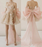 Sexy Ball Gown Sweetheart Pink Floral Lace Prom Dress Party Dress