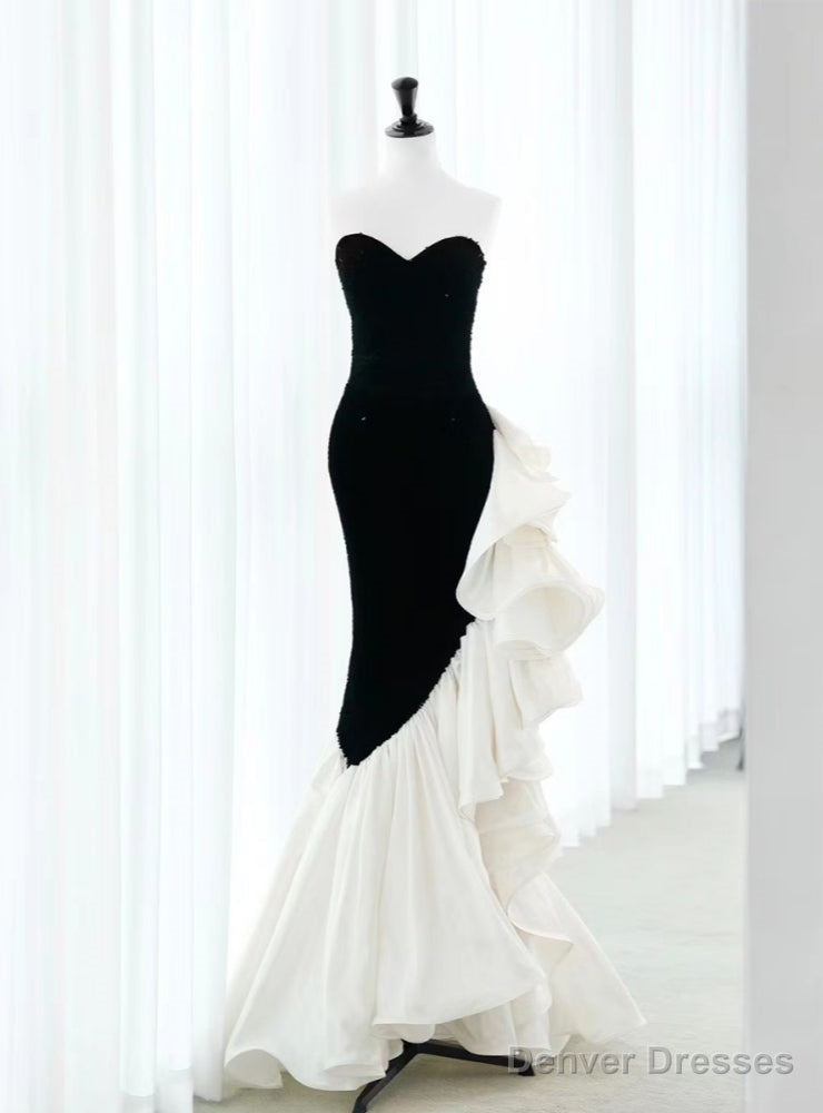 Sexy Black Mermaid Sequins Strapless Prom Dress Main image