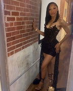 Sexy Black Tube Top Herringbone Beaded 19Th Birthday Homecoming Dress