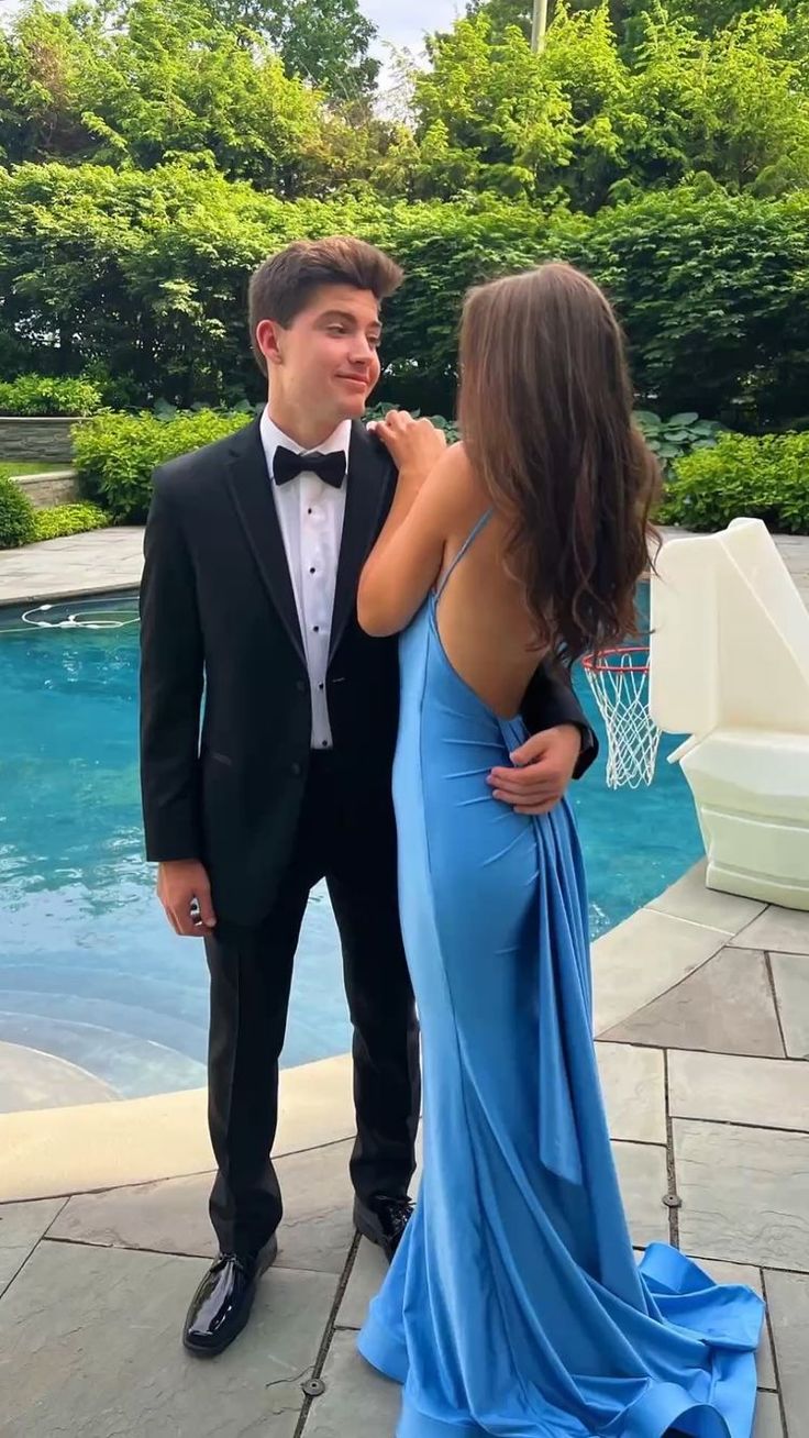 Sexy Blue Mermaid Prom Dress,Open Back Long Evening Party Dress