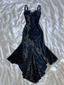 Sexy Bodycon Mermaid Straps Long Navy Blue Lace Prom Dress Party Dress