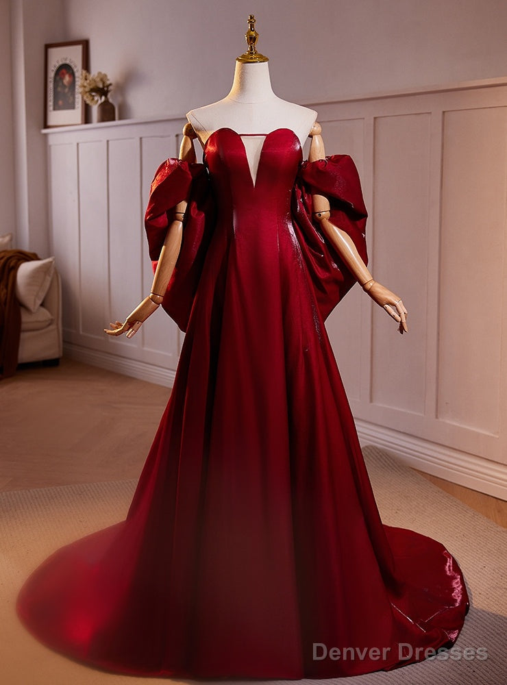 Sexy Burgundy Strapless Prom Dress Main image