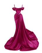Sexy Dark Green Satin Mermaid Prom Dress 2026 Spaghetti Straps Pleats Seep Train Formal Evening Occasion Pageant Gowns