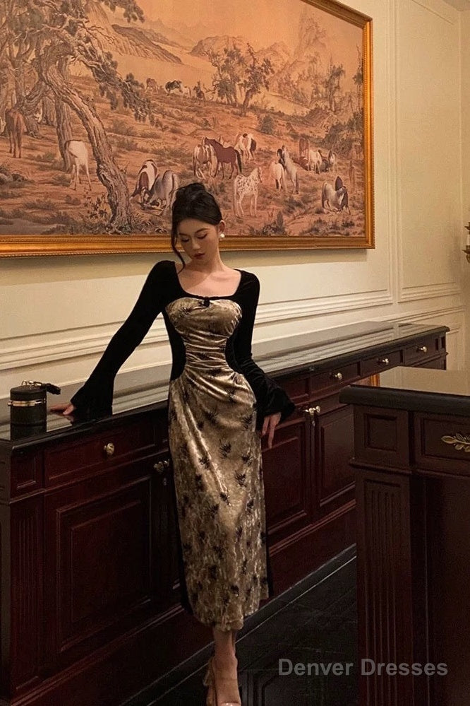 Sexy French A Line Square Neckline Velvet Black Prom Dresses Birthday Outfits Evening Gown Secondary image