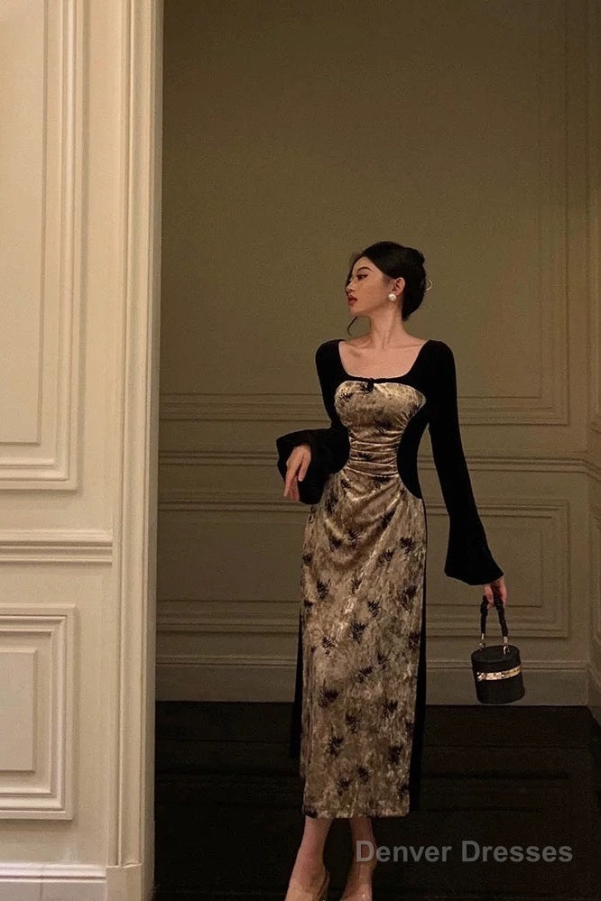 Sexy French A Line Square Neckline Velvet Black Prom Dresses Birthday Outfits Evening Gown