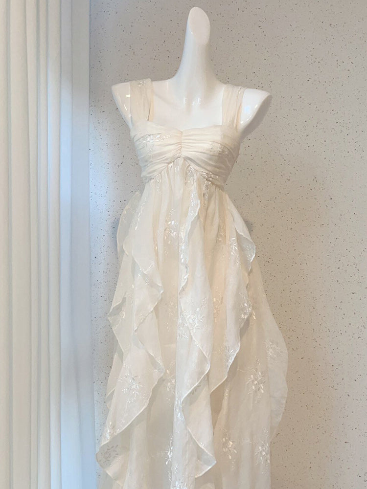 Sexy French High Low Square Neckline Christmas Dress Ivory Birthday Dress Birthday Outfits Secondary image