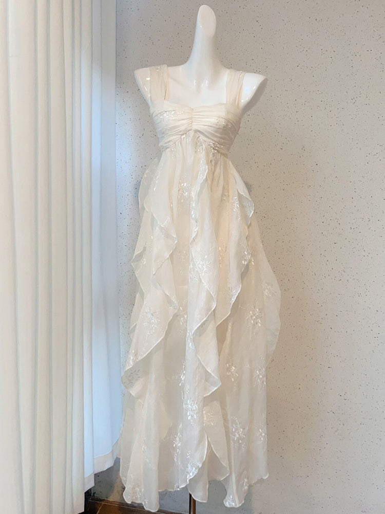 Sexy French High Low Square Neckline Christmas Dress Ivory Birthday Dress Birthday Outfits